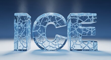 Icy Letters: Frozen Word 'ICE'