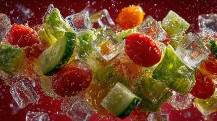 Refreshing Vegetables with Ice Cubes
