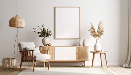 Minimalist living room interior with stylish decor and natural light ambiance