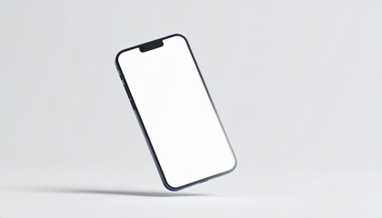 Modern frameless smartphone with blank screen floating in a minimalist setting
