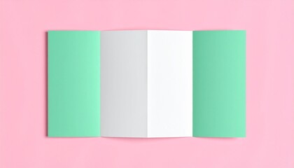 Tri-fold brochure mock-up showcasing a presentation on a pink background