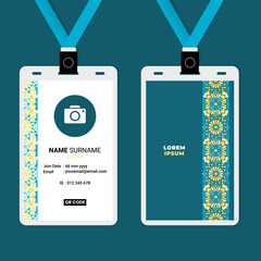 ID Card Design with Oriental Geometric Luxury Ornament Tape Border