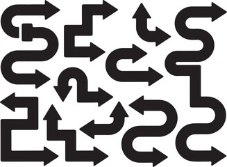 Thick Black Arrows &ndash; Direction Vector Illustration

