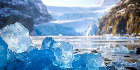 Rock, ice valley, age impact view.