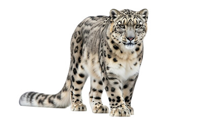Majestic snow leopard standing proudly isolated on transparent background