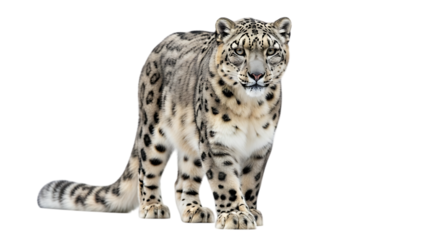Majestic snow leopard standing proudly isolated on transparent background