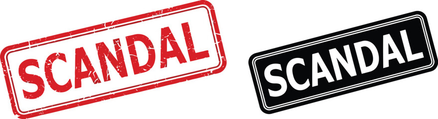 Scandal stamp vector illustration concept of public outrage political corruption and ethical violation