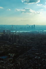 Seoul cityscapes, skyline, office building and skyscrapers in Seoul city, Korea, in summer season