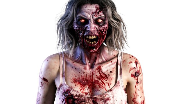 Bloody zombie woman