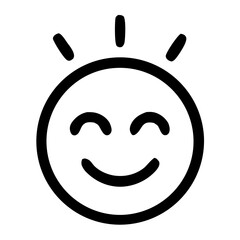 Obraz premium Simple Bold Happy Face Emoticon Symbol with Radiant Lines Icon