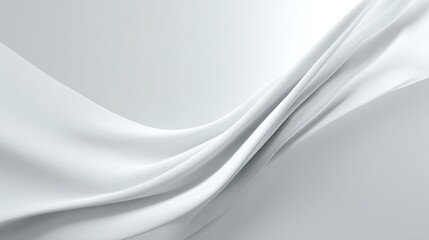 Smooth, flowing white fabric drapes in elegant curves against a soft, light background