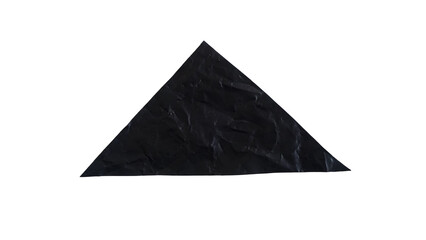 Crumpled green plastic in a triangle shape isolated on transparent background