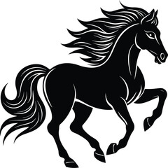 Obraz premium BLACK AND LINE SILHOUETTE OF A HORSE VECTOR ILLUSTOR 