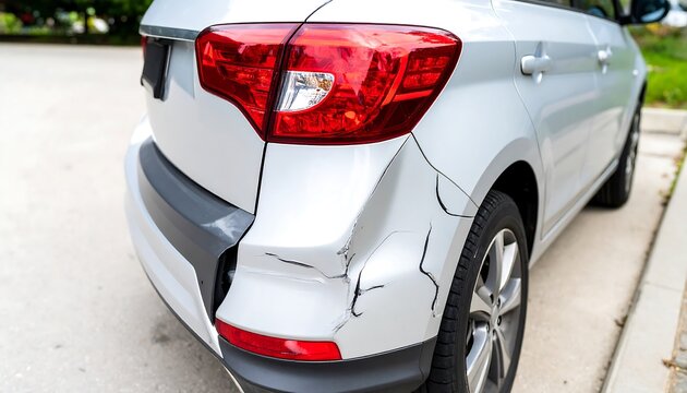 Damaged car's rear bumper