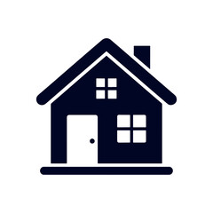 Simple Silhouette of a Home with a Door Window and Chimney Representing Security and Family