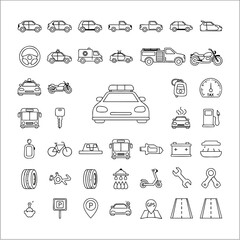 Car Icon Set Simple Line Art for Transportation and Vehicle Design Projects This