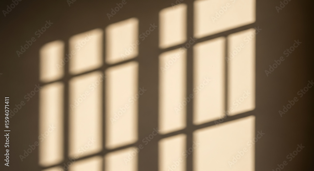 Poster window light casting shadows on a wall creating an abstract pattern in a warm and inviting space ai 