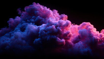 Abstract cloud-like, swirling smoke. Vibrant pink and purple hues
