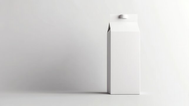 carton packaging mockup, sleek blank label space, soft subtle lighting on white background