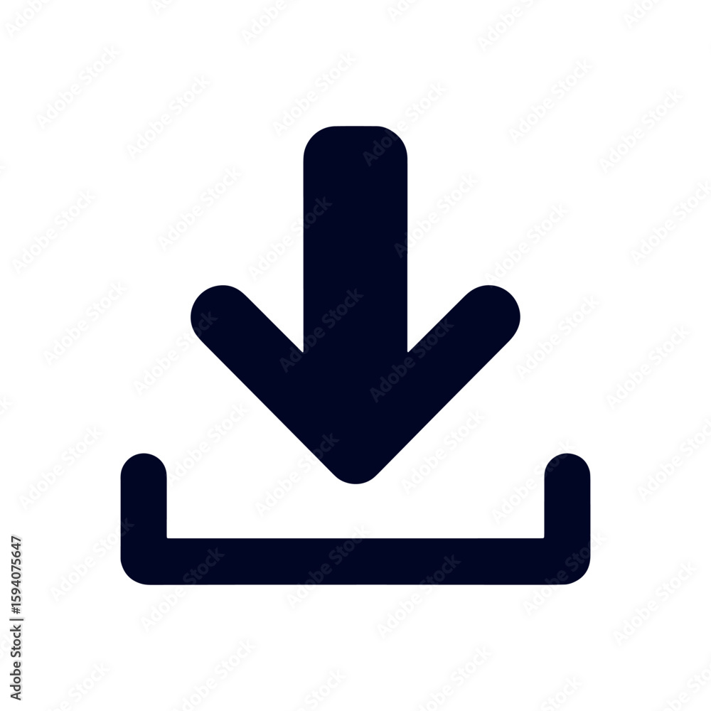 Poster download icon with downward arrow symbolizing data transfer and saving digital files or programs fro