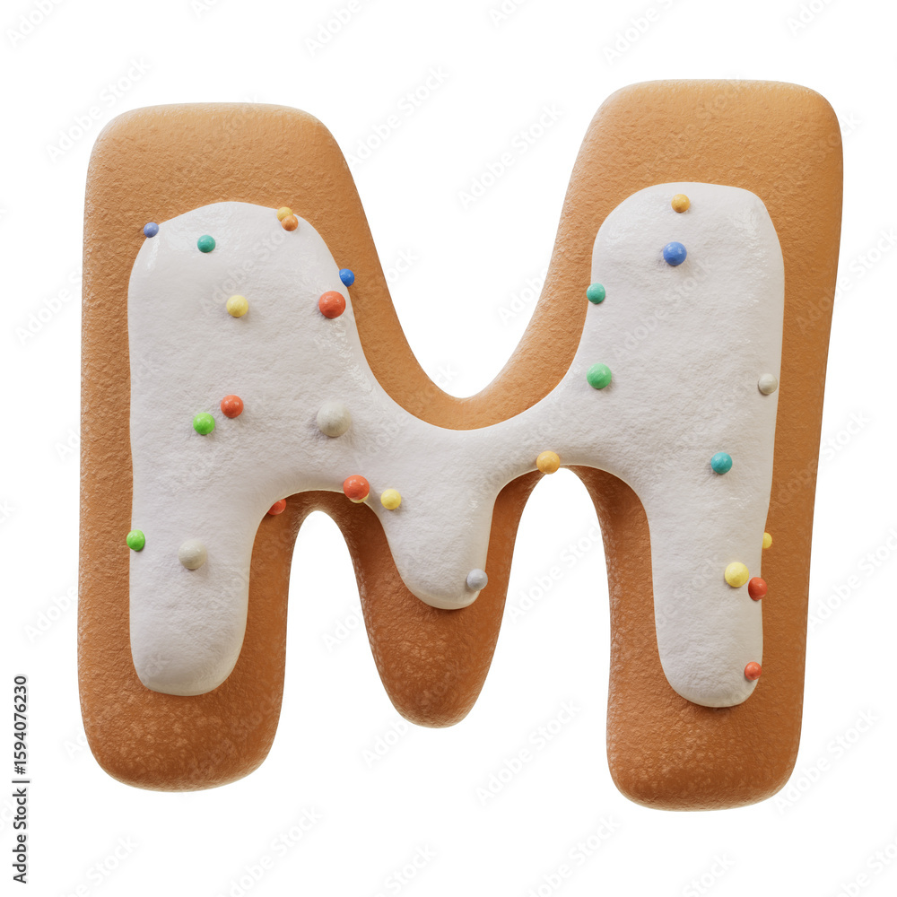 Fototapete 3d font.biscuit donut font concept. isometric alphabet. numbers and letters. 3d rendering isolated o