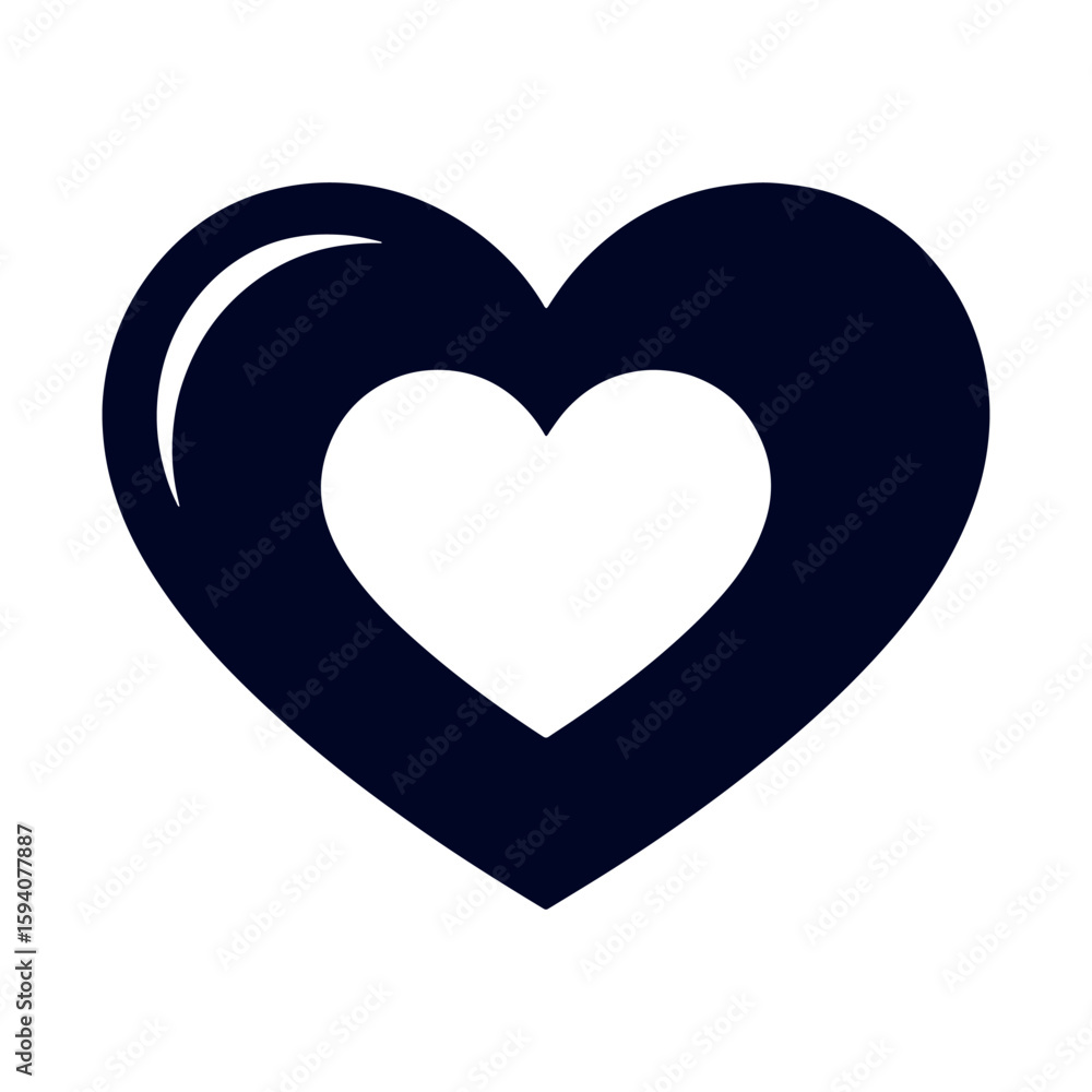Poster heart within a heart simple symbol of love and affection with modern design and contrasting colors