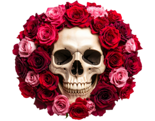Floral Skull Composition – Dark Romantic Art
