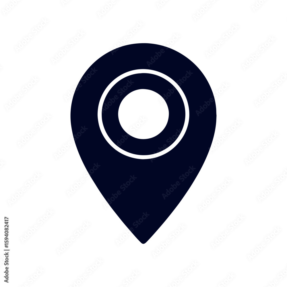 Poster location icon for mapping applications and navigation systems, a modern symbol of place and destinat