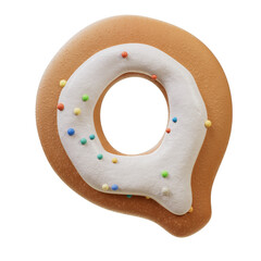 3D Font.Biscuit Donut Font Concept. Isometric Alphabet. Numbers And Letters. 3d rendering isolated...