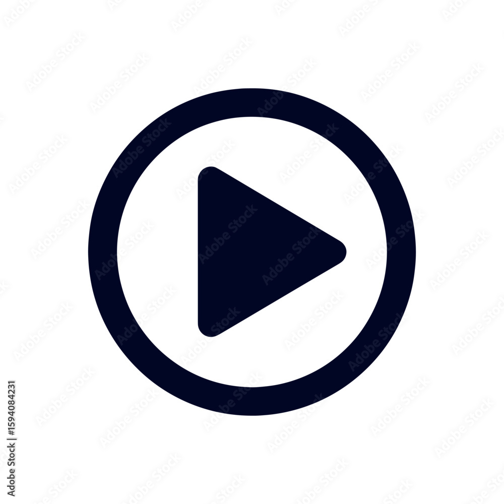 Aufkleber minimalist play button icon bold circular design for digital media and interface applications modern