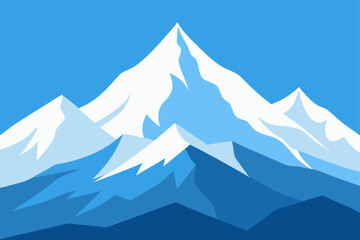 Clear Sky Over Snowy Mountain Range