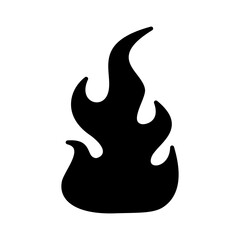 Fire silhouette icon with hand drawn design style