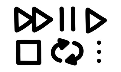 Media player icon with hand drawn design style