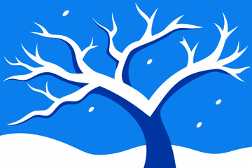 Blue Sky Over Winter Tree Branches with Snow