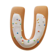 3D Font.Biscuit Donut Font Concept. Isometric Alphabet. Numbers And Letters. 3d rendering isolated...