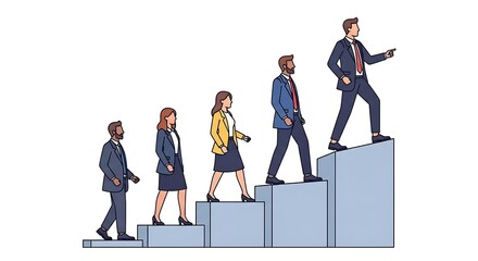 Fototapeta premium Diverse business professionals progressing up a stairway.