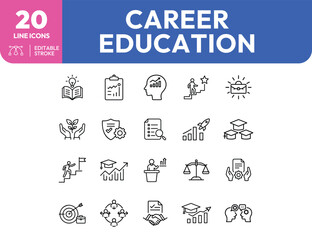 Career Education Line Icons Set.