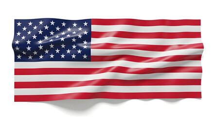Waving American Flag Red White and Blue on Clean White Backdrop