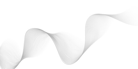 Contemporary Vector Art Composition Featuring Sleek Grey Lines in a Wavy Configuration Overlaid with Fine, Airy Particles That Suggest Movement, Fluidity, and Innovation