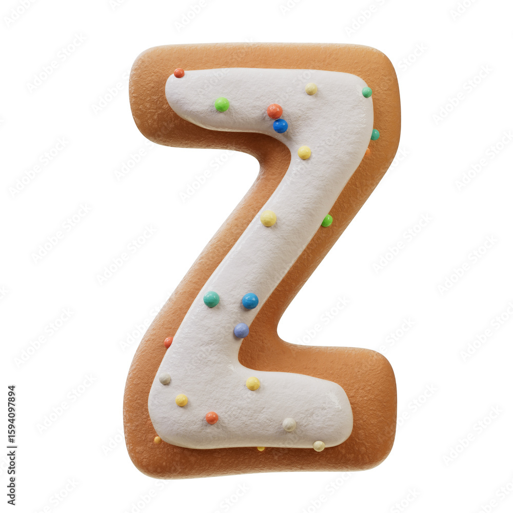 Fototapete 3d font.biscuit donut font concept. isometric alphabet. numbers and letters. 3d rendering isolated o