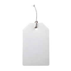 Fototapeta premium Classic Folded Blank Tag: Folded blank white tag with scoring line, simple shape with hole for string, PNG