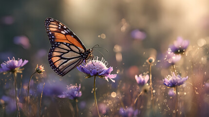 Monarch butterfly on purple flower nature photography spring summer garden art