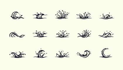 High-quality vector PNG illustrations of stylized water splashes, perfect for web design, print projects, or any creative endeavor needing a refreshing aquatic touch.  Download now!