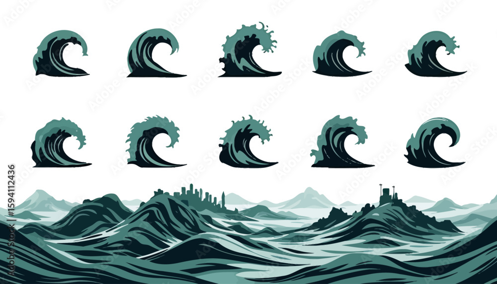Aufkleber dynamic vector illustration showcases a vibrant water splash effect, ideal for adding a burst of ene