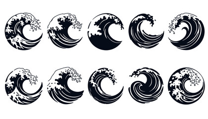 Fototapeta premium High-resolution vector PNG set of twelve unique stylized water splash designs, perfect for branding, logos, and various design projects needing a dynamic aquatic theme.