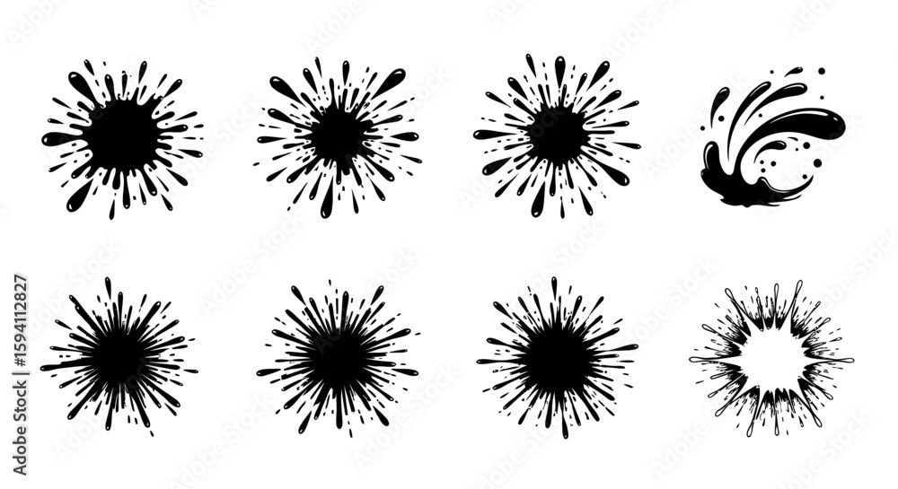 Poster a dynamic collection of vector water splash elements in png format, ideal for adding a touch of flui