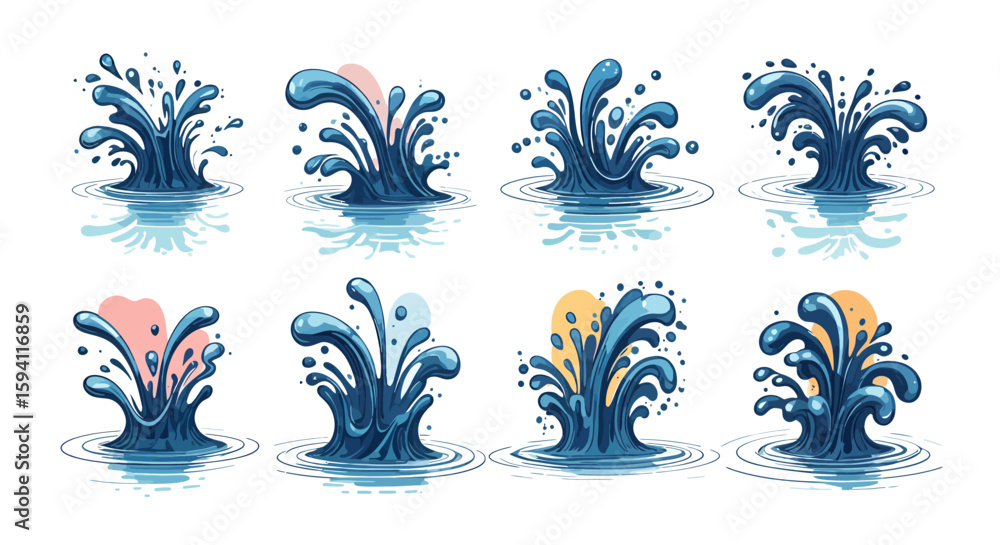 Aufkleber high-quality vector png illustrations of dynamic water splashes, perfect for adding a refreshing tou