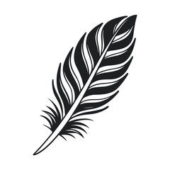 Obraz premium Sea Pen Silhouette – Flat Black Vector with Quill-Like Structure and Central Stem on White Background