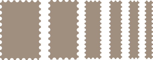Postage stamp set. Postage stamp icons and frames vector. Mockup postage stamps. Blank postage stamp borders templates.