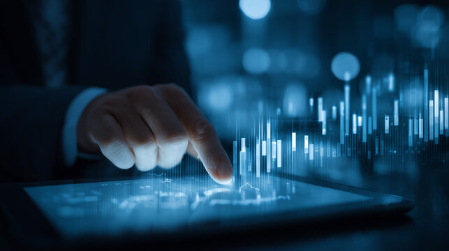 hand touching screen of digital tablet